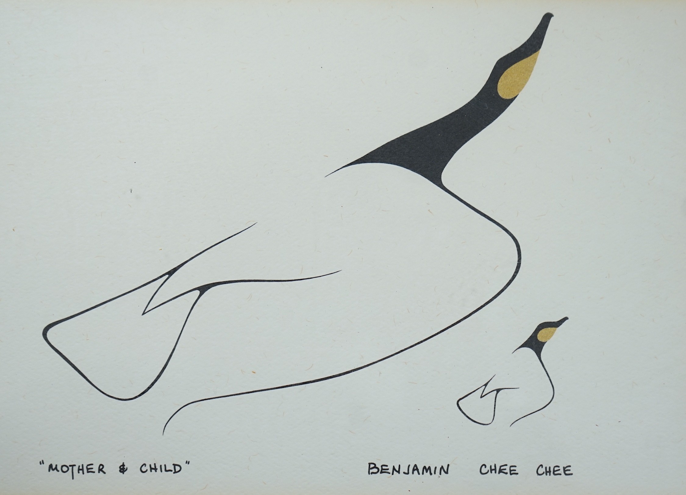 Benjamin Chee Chee (Canadian, 1944-1996), set of four prints, Studies of birds, 14 x 22cm